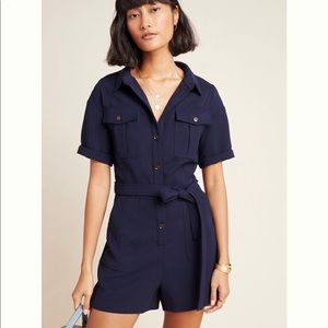 Anthropologie Delton Utility Romper-Greylin